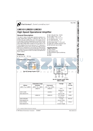 LM6161MD8 datasheet - High Speed Operational Amplifier