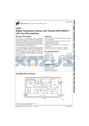 LM75B-5.0MDC datasheet - Digital Temperature Sensor and Thermal WATCHDOG with Two-Wire Interface