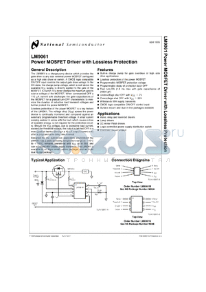 LM9061M datasheet - Power MOSFET Driver with Lossless Protection [Discontinued]