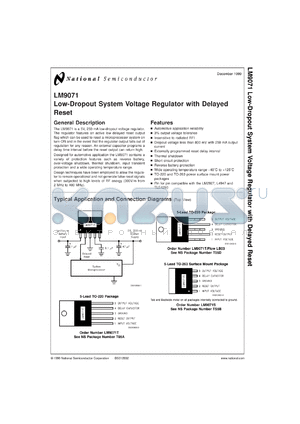 LM9071SX datasheet - Low-Dropout System Voltage Regulator with Delayed Rest