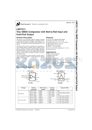 LMC7211MWC datasheet - Tiny CMOS Comparator with Rail-to-Rail Input