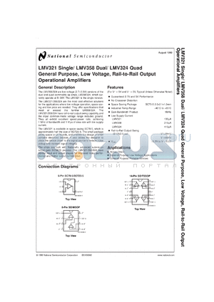 LMV321MDC datasheet - General Purpose, Low Voltage, Rail-to-Rail Output Operational Amplifiers