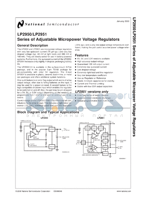 LP2950CMWC datasheet - Series of Adjustable Micropower Voltage Regulators