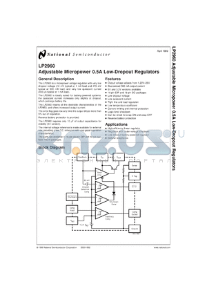 LP2960IMX-5.0 datasheet - Adjustable Micropower 0.5A Low-Dropout Regulators