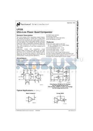 LP339MX datasheet - Ultra-Low Power Quad Comparator