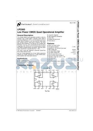 LPC660IMX datasheet - Low Power CMOS Quad Operational Amplifier