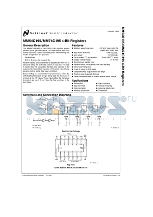 MM54C195J/883 datasheet - 4-Bit Registers