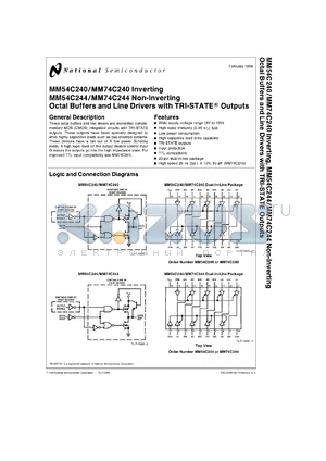 MM54C244J-MIL datasheet - Non-Inverting Octal Buffers and Line Drivers with TRI-STATE Outputs