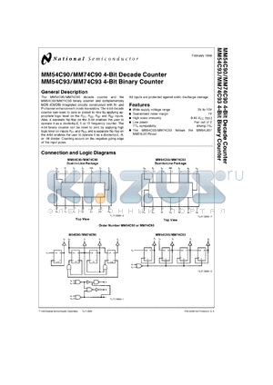 MM54C90J/883 datasheet - 4-Bit Decade Counter