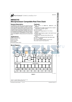 MM58274CVX datasheet - Microprocessor Compatible Real Time Clock