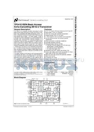 TP3410WG304 datasheet - ISDN Basic Access Echo-Cancelling 2B1Q U Transceiver [Preliminary]