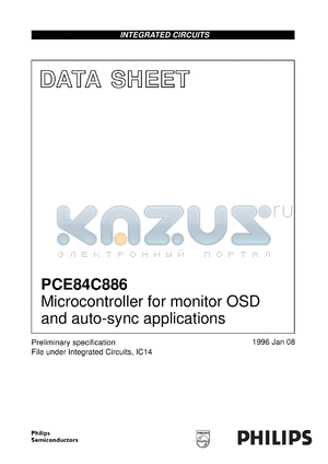 PCE84C886P/077 datasheet - Microcontroller for monitor OSD and auto-sync applications