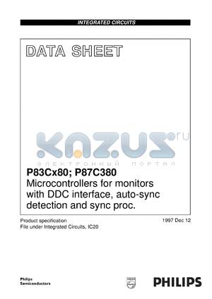 P83C180AER/001 datasheet - Microcontrollers for monitors with DDC interface, auto-sync detection and sync proc.