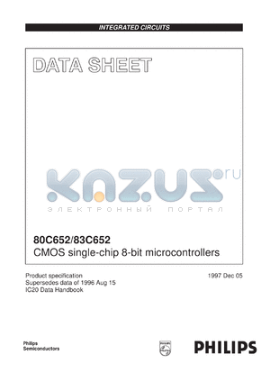 P80C652FBA/04 datasheet - CMOS single-chip 8-bit microcontrollers