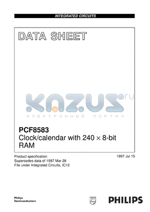 PCF8583T/F4 datasheet - Clock/calendar with 240 x 8-bit RAM
