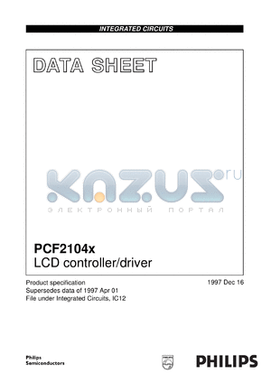 PCF2104LU/2/F1 datasheet - LCD controller/driver