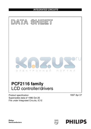 PCF2116KU/10/F2 datasheet - LCD controller/drivers
