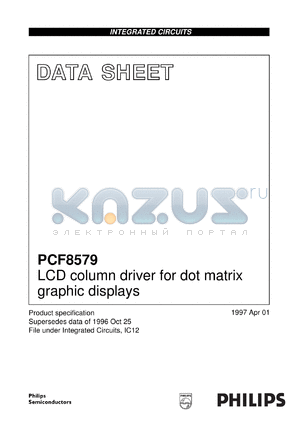 PCF8579U datasheet - LCD column driver for dot matrix graphic displays