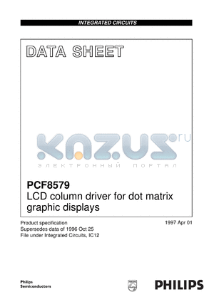 PCF8579U/12 datasheet - LCD column driver for dot matrix graphic displays