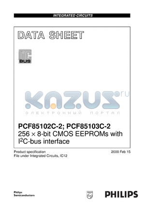 PCF85103C-2P/00 datasheet - 256 x 8-bit CMOS EEPROMs with IeC-bus interface