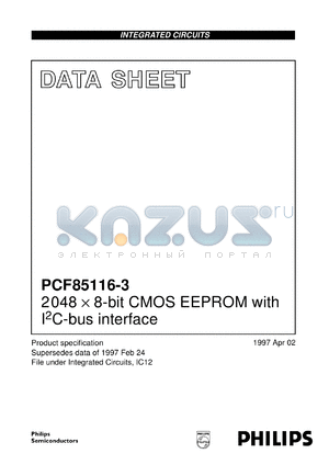 PCF85116-3W/01-280 datasheet - 2048 x 8-bit CMOS EEPROM with I2C-bus interface