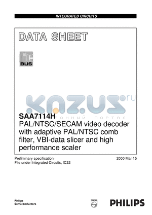 SAA7114H/V1 datasheet - PAL/NTSC/SECAM video decoder with adaptive PAL/NTSC comb filter, VBI-data slicer and high performance scaler