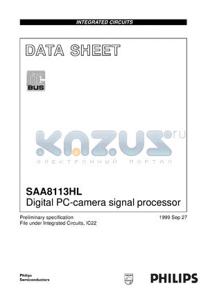 SAA8113HL/C101/R5 datasheet - Digital PC-camera signal processor