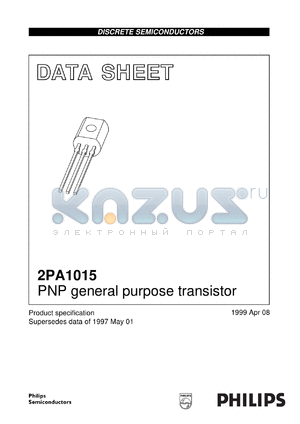 2PA1015Y datasheet - PNP general purpose transistor