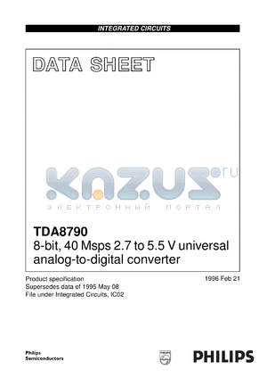 TDA8790M/C1 datasheet - 8-bit, 40 Msps 2.7 to 5.5 V universal analog-to-digital converter