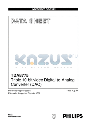 TDA8775G/C1 datasheet - Triple 10-bit video Digital-to-Analog Converter (DAC)