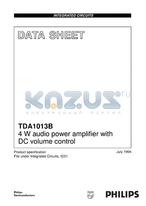 TDA1013B/N2 datasheet - 4 W audio power amplifier with DC volume control
