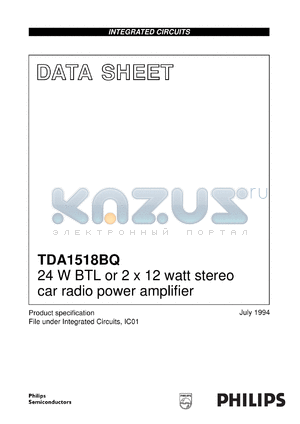 TDA1518BQ/N6 datasheet - 24 W BTL or 2 x 12 watt stereo car radio power amplifier