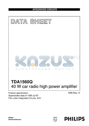 TDA1560Q/N4 datasheet - 40 W car radio high power amplifier