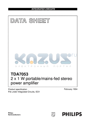 TDA7053/N1 datasheet - 2 x 1 W portable/mains-fed stereo power amplifier