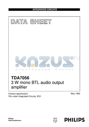 TDA7056/N1 datasheet - 3 W mono BTL audio output amplifier
