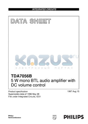 TDA7056B/N1 datasheet - 5 W mono BTL audio amplifier with DC volume control
