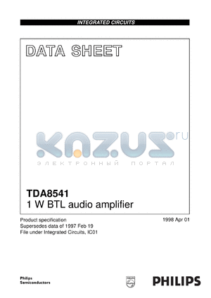 TDA8541/N1 datasheet - 1 W BTL audio amplifier