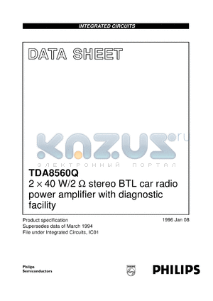 TDA8560Q/N2/S10 datasheet - 2 x 40 W/2 stereo BTL car radio power amplifier with diagnostic facility