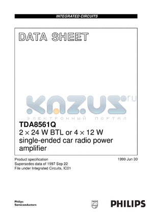 TDA8561Q/N2 datasheet - 2 x 24 W BTL or 4 x 12 W single-ended car radio power amplifier