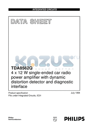 TDA8562Q/N1 datasheet - 4 x 12 W single-ended car radio power amplifier with dynamic distortion detector and diagnostic interface