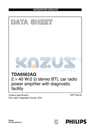 TDA8563AQ/N1 datasheet - 2 x 40 W/2 stereo BTL car radio power amplifier with diagnostic facility