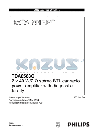 TDA8563Q/N2/S10 datasheet - 2 x 40 W/2 stereo BTL car radio power amplifier with diagnostic facility