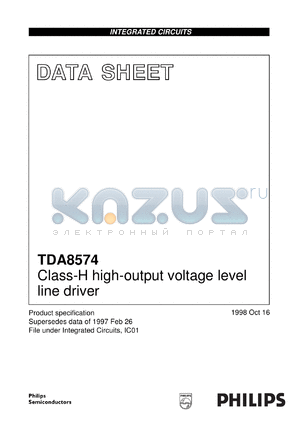 TDA8574T/N1 datasheet - Class-H high-output voltage level line driver
