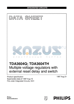 TDA3604TH/N1 datasheet - Multiple voltage regulators with external reset delay and switch