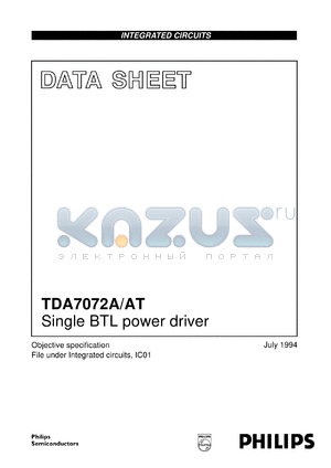 TDA7072A/N1 datasheet - Single BTL power driver
