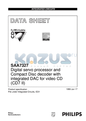 SAA7327H/M1 datasheet - Digital servo processor and Compact Disc decoder with integrated DAC for video CD (CD7 II)