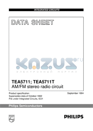 TEA5711T/N2 datasheet - AM/FM stereo radio circuit