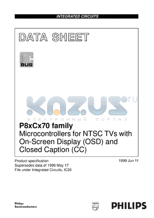 P87C770AAR/04 datasheet - Microcontrollers for NTSC TVs with On-Screen Display (OSD) and Closed Caption (CC)