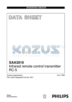 SAA3010U/N2 datasheet - Infrared remote control transmitter RC-5