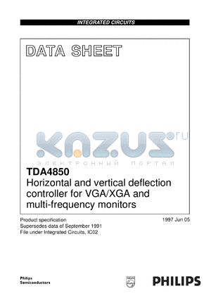 TDA4850/V1 datasheet - Horizontal and vertical deflection controller for VGA/XGA and multi-frequency monitors
